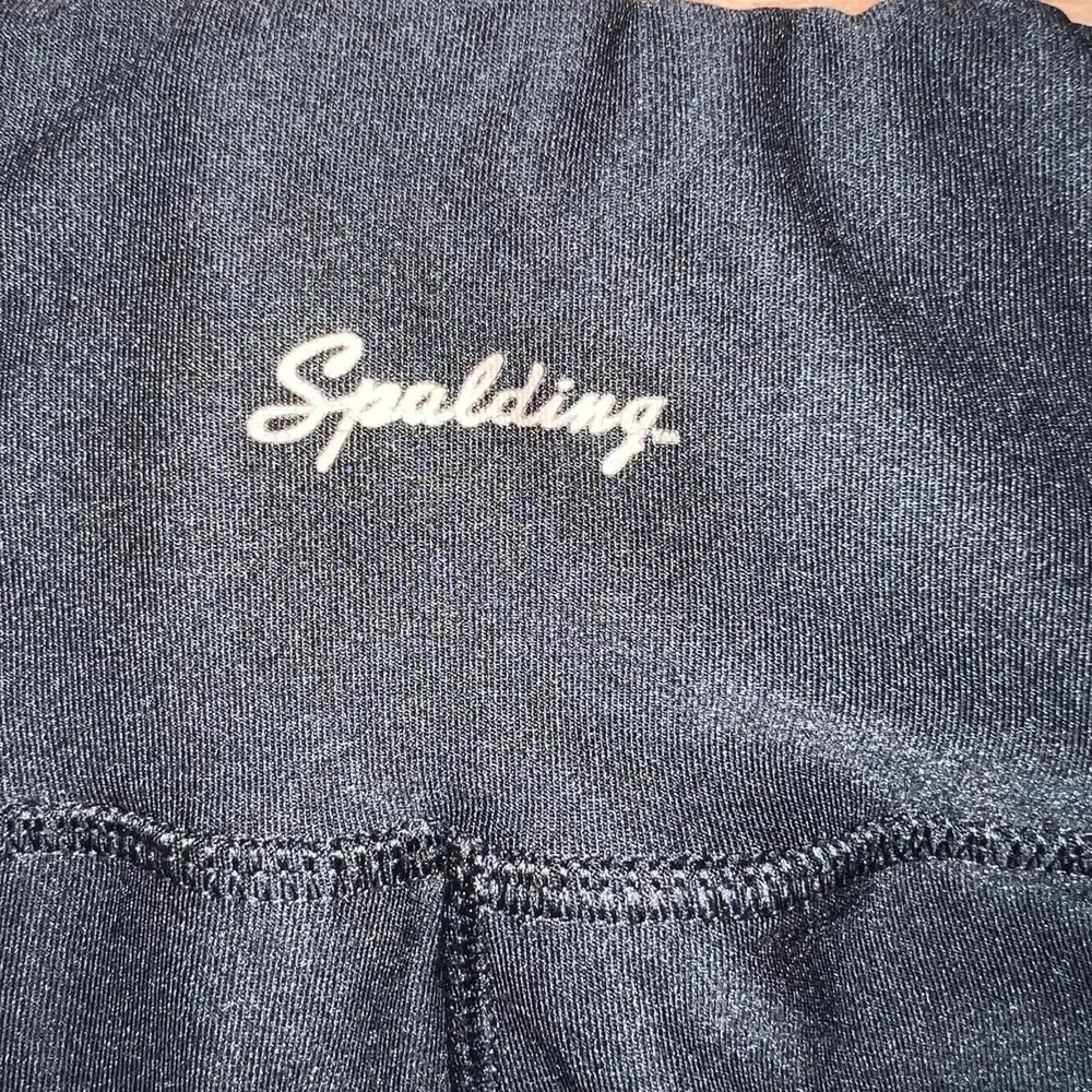 Spalding Black Athletic High Rise Active Leggings Size Large Stretch Workout